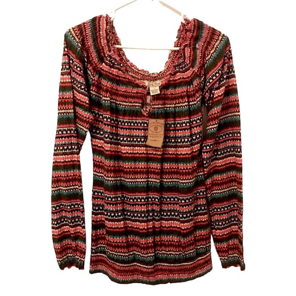Lucky Brand Tops - 🆕🔥LUCKY BRAND SUPER CUTE&STYLISH&TRENDY STRIPED LONGSLEEVE BOHO TOP!!MSRP 60$